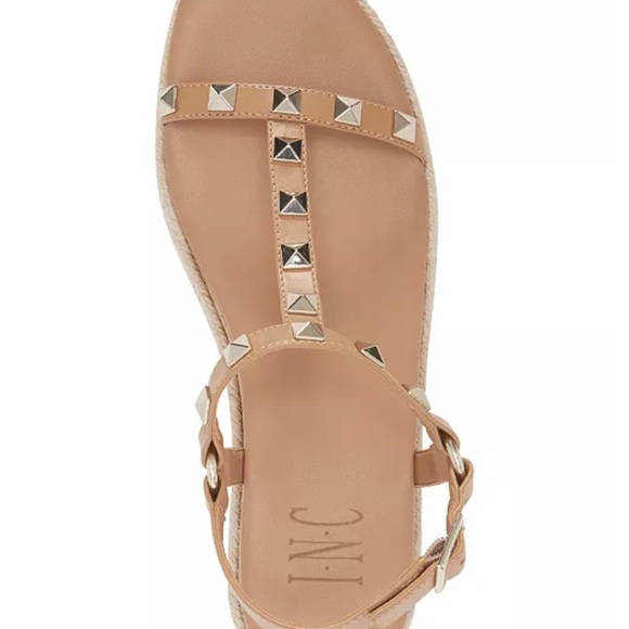 NWT Buckle INC Silvana Studded T-Strap Espadrille Sandal 10 - Picture 4 of 6